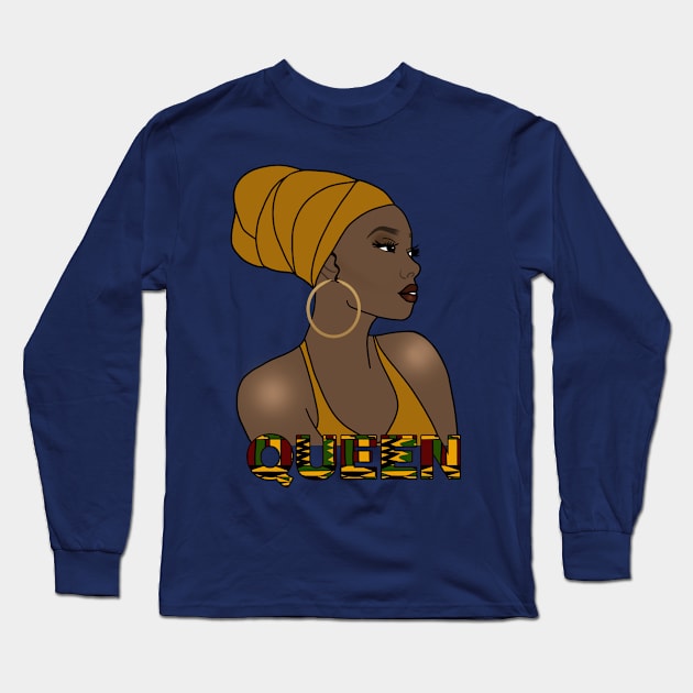Black Queen Black Girl Magic Melanin Poppin Long Sleeve T-Shirt by JackLord Designs 